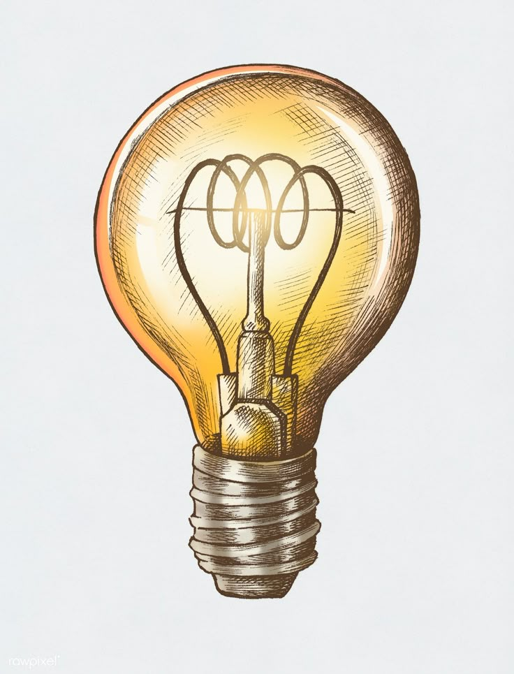 a drawing of a light bulb with two rings on it