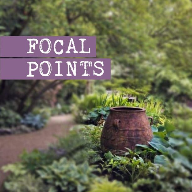 the words focal points are in front of an image of trees and plants with a path