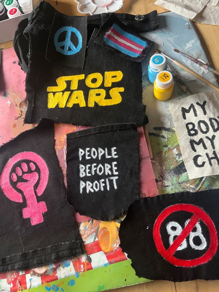 Alt Pins And Patches, Diy Punk Jacket Ideas, Patch Making Diy, Trans Punk Patches, Punk Battle Jacket Diy, Patch Overalls Punk, Alt Patches Diy, Crust Pants Diy, Punk Pins Ideas