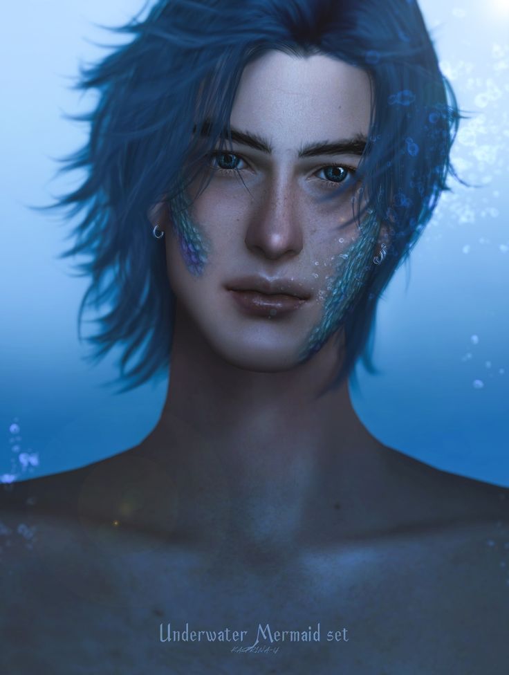 a woman with blue hair under water