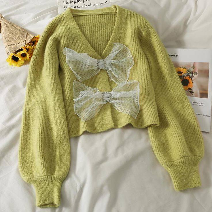 Size: one size Fabric: other Style: commuting Color: yellow, blue, green, pink Stretch Trendy Cardigan, Chic Solid Color Spring Sweater, Trendy Fitted Green Sweater, Winter Acrylic Sweater, Yellow Acrylic Winter Sweater, Yellow Acrylic Sweater For Winter, Green Spring Sweater, Trendy Long Sleeve Spring Sweater, Spring Trendy Long Sleeve Sweater