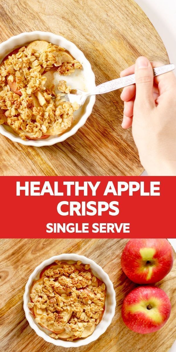 healthy individual apple crispes in white bowls