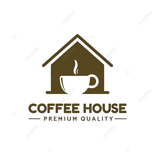 coffee house logo design with cup and saucer on the top, suitable for any type of