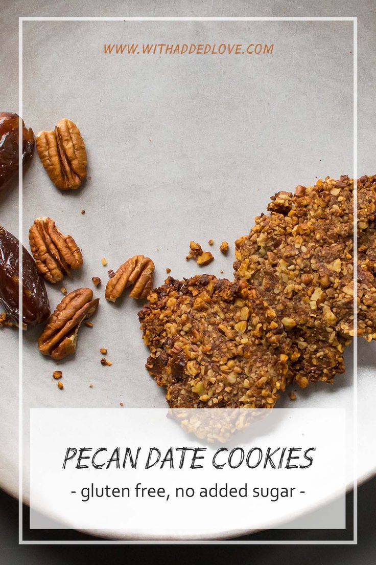 pecan date cookies on a plate with nuts