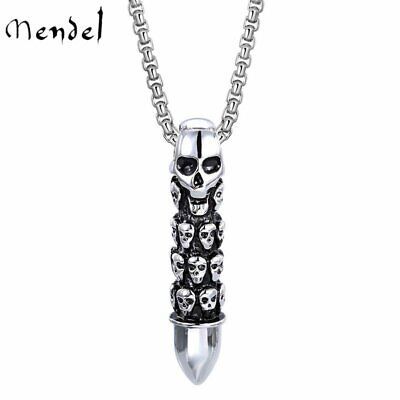 MENDEL Cool Mens Boys Stainless Steel Biker Punk Skull Bullet Pendant Necklace  | eBay Hip Hop Movies, Pendant With Stone, Punk Skull, Fashion Jewelry Necklaces, Necklace Pendant, Motorcycle Jacket, Jewelry Necklace Pendant, Hip Hop, Fashion Jewelry