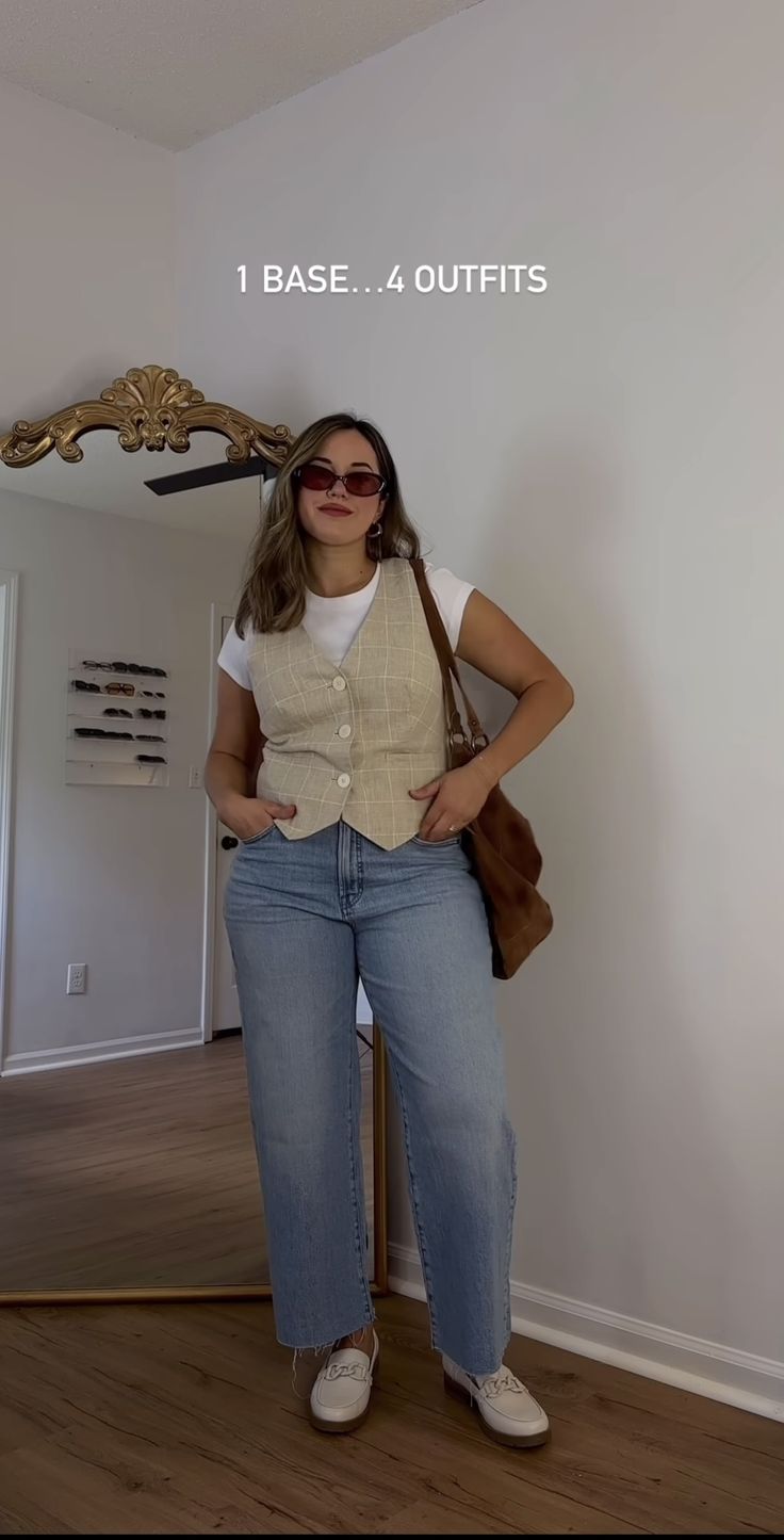 Casual Elegant Outfits Plus Size, Minimalist Mid Size Fashion, Oversized Outfit Midsize, Outfits For Curves Body Types, Office Midsize Outfit, Kristal Heredia Outfits, Out Of Comfort Zone Outfits, Spring Style Plus Size, Comfy Church Outfit Casual