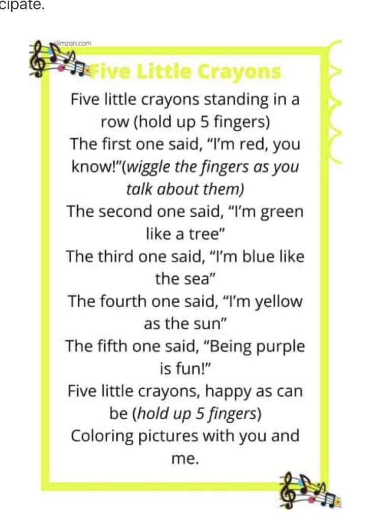 the five little crayons poem