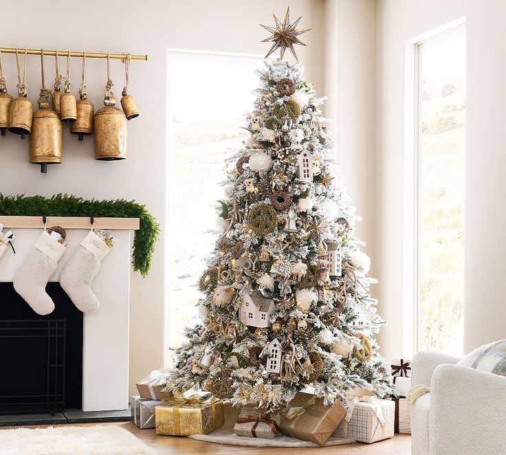 a decorated christmas tree in a living room