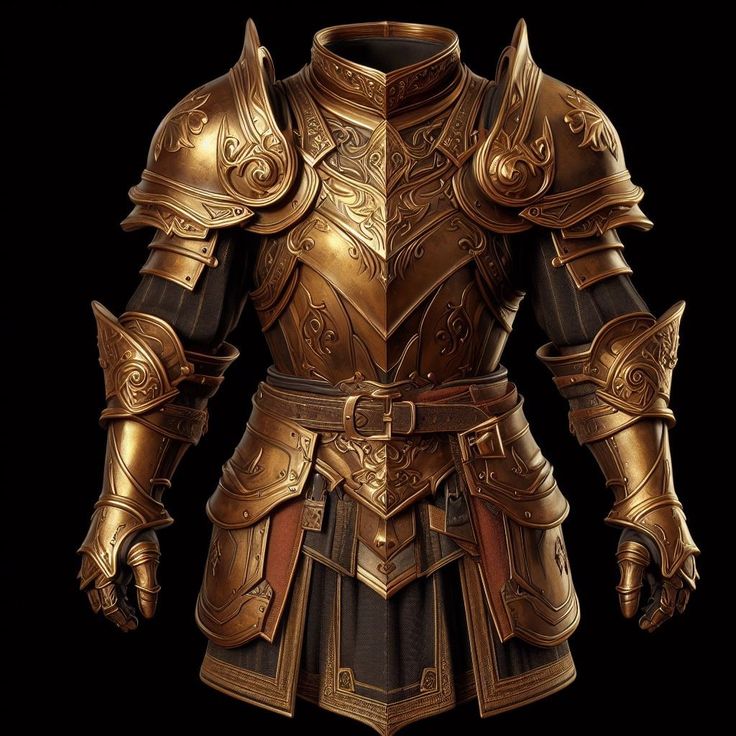 the armor is made up of gold and black