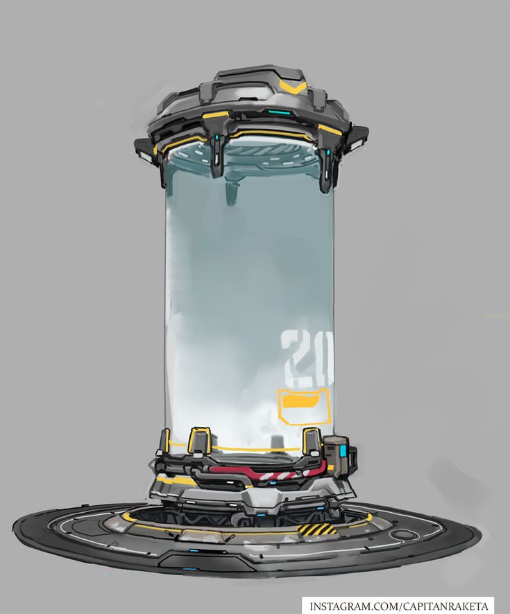 an image of a futuristic looking object in the shape of a tower with two doors