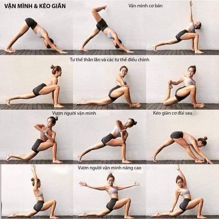 a woman doing yoga poses in different positions