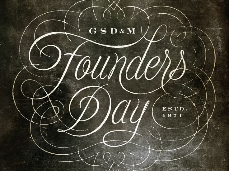 a black and white poster with the words, gdsm founder's day