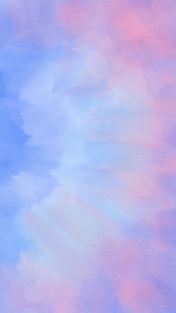 an abstract painting of pink and blue clouds