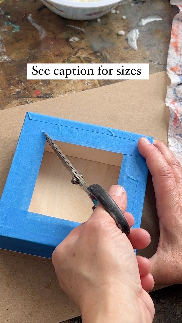 a person using scissors to cut out a piece of wood with the words see caption for sizes