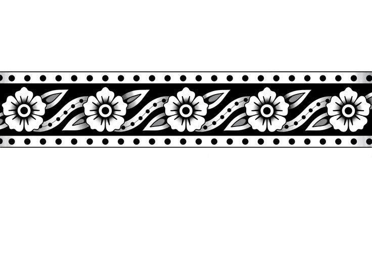 a decorative black and white border with flowers on the edge is shown in this image