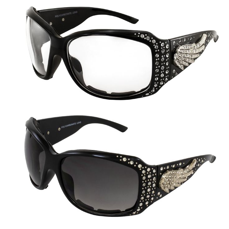 PRICES MAY VARY. The perfect fusion of fashion sunglasses and protection, tailored for the modern urbanite woman. Womens sunglasses designed for every setting: Night or day, shield eyes from harmful rays and unwanted glares. Bling sunglasses adorned with rhinestones and metal studs; make a statement both on and off the road. Experience the perfect blend of comfort and style with oversized sunglasses for women featuring vented EVA padding. Durable and scratch-resistant, these bling rhinestones em Embellished Sunglasses, Bling Sunglasses, Motorcycle Sunglasses, Bling Rhinestones, Rhinestone Sunglasses, Ladies Sunglasses, Rodeo Queen, Womens Sunglasses, Silver Wings