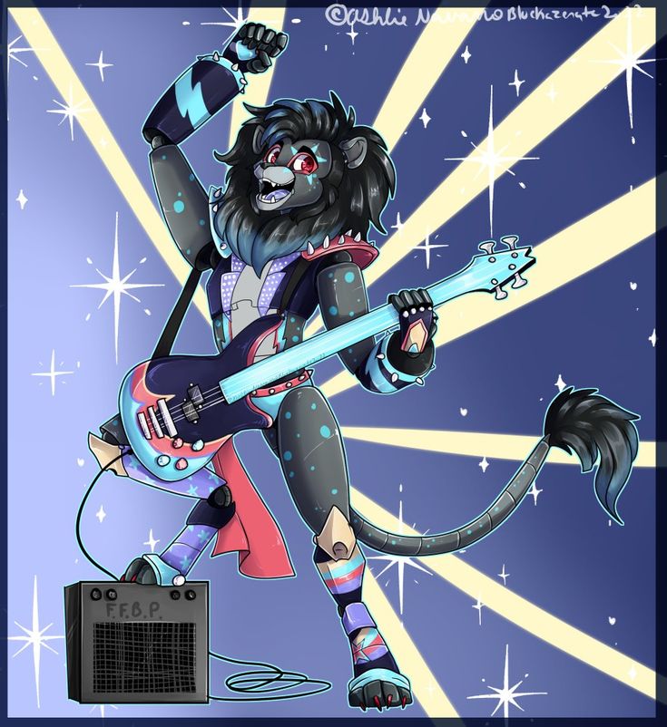 a drawing of a cartoon character playing an electric guitar