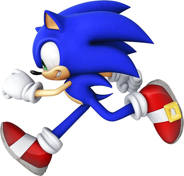 the sonic character is running with his feet in the air