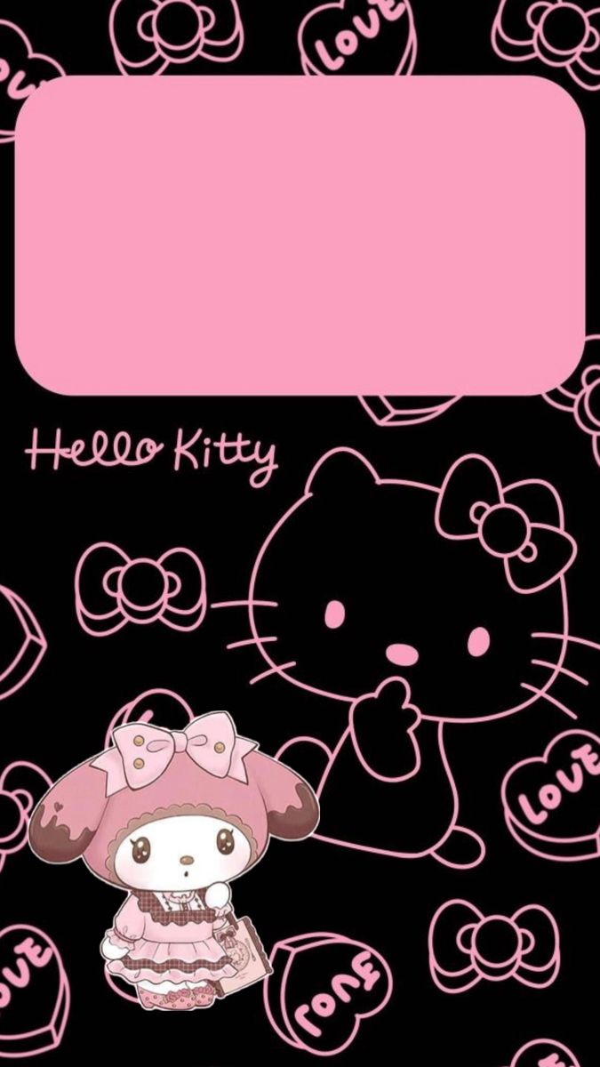 the hello kitty wallpaper is pink and black