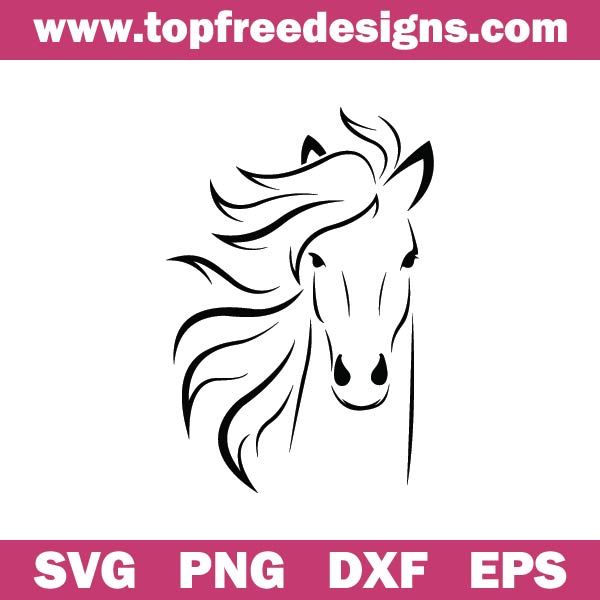 the silhouette of a horse with long hair on it's head is shown in black and