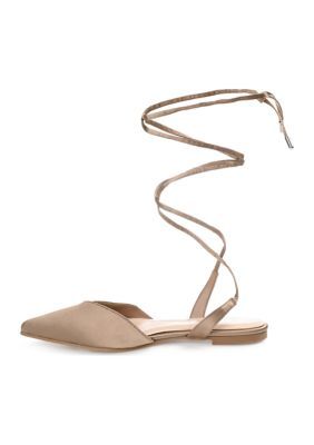 A party look without the fuss, the Theia by Journee Collection. This pointed-toe flat features silky satin uppers topped with a wraparound tie at the ankle for a ballet-inspired look. A 4 mm Tru Comfort Foam insole grounds the design for extra support. | Journee Collection Women's Theia Flats, 7.5M Elegant Pointed Toe Flats For Summer Evenings, Pointed Toe Flats With Low Heel For Summer Evening, Summer Evening Pointed Toe Flats With Low Heel, Elegant Pointed Toe Flats With Flat Heel For Summer, Elegant Summer Pointed Toe Flats With Flat Heel, Elegant Pointed Toe Flats For Formal Summer Events, Spring Party Pointed Toe Flats, Chic Lace-up Flats For Spring, Elegant Summer Pointed Toe Flats