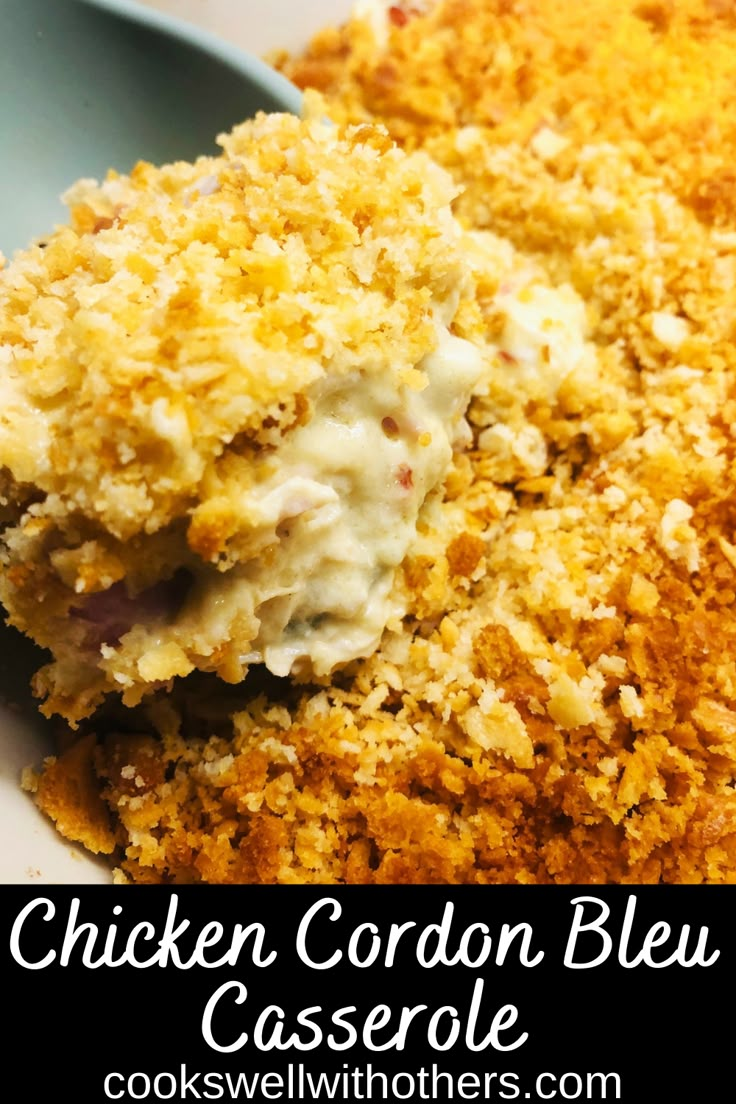 chicken cordon bleu casserole on a plate