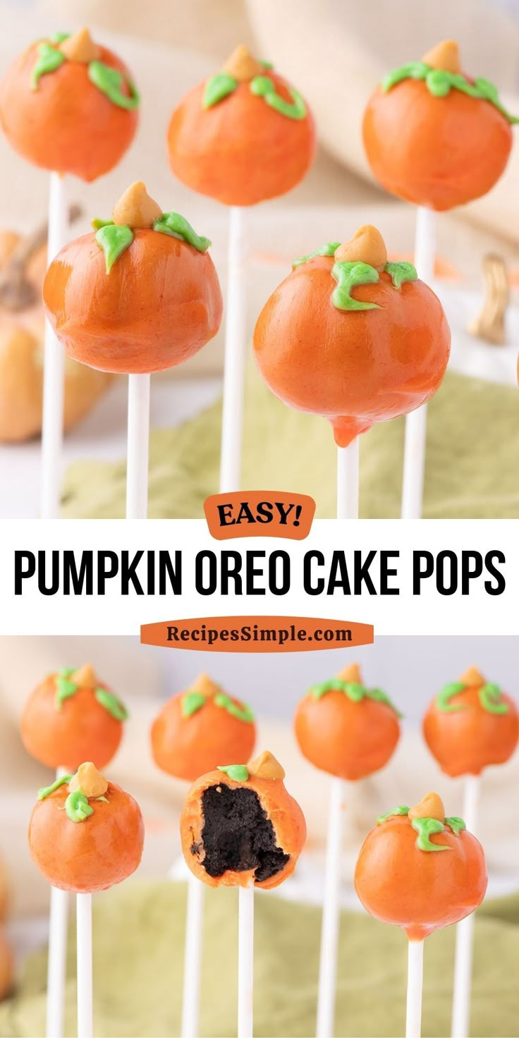 pumpkin oreo cake pops on a stick