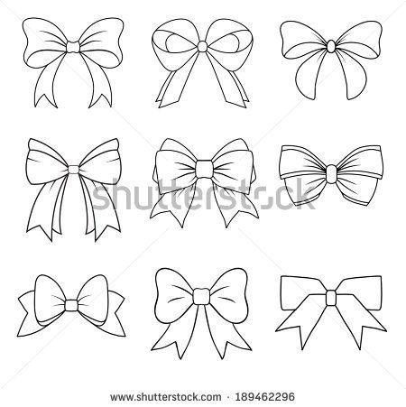 set of different bows on white background