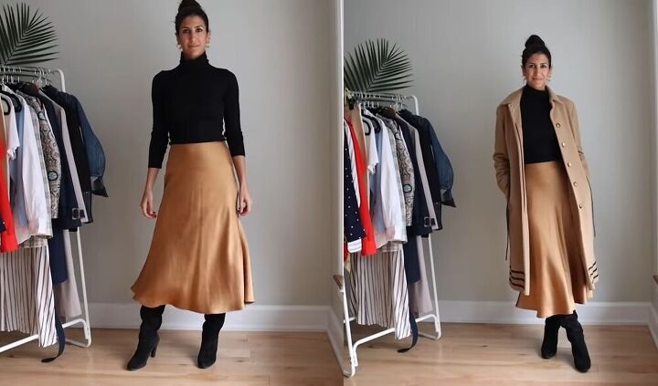 Silk Slip Skirt Outfit, Slip Skirt Outfit Winter, Styling Satin Skirt, Satin Midi Skirt Outfits, Midi Skirt Outfit Winter, Slip Skirt Outfit, Silk Skirt Outfit, Long Satin Skirt, Long Silk Skirt