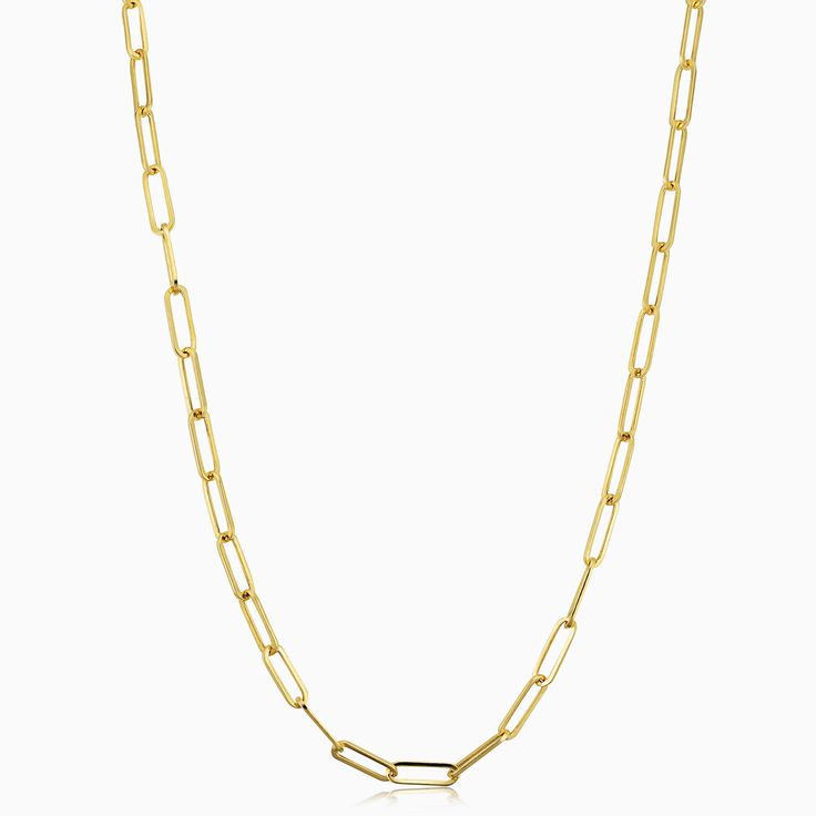 Venice Link Necklace – Oradina Everyday Jewelry Gold, Paperclip Chain Necklace, Thick Chain Necklace, Modern Gold Jewelry, 18k Gold Necklace, Jewelry Showcases, Gold Paper, Modern Necklaces, Jewelry Business