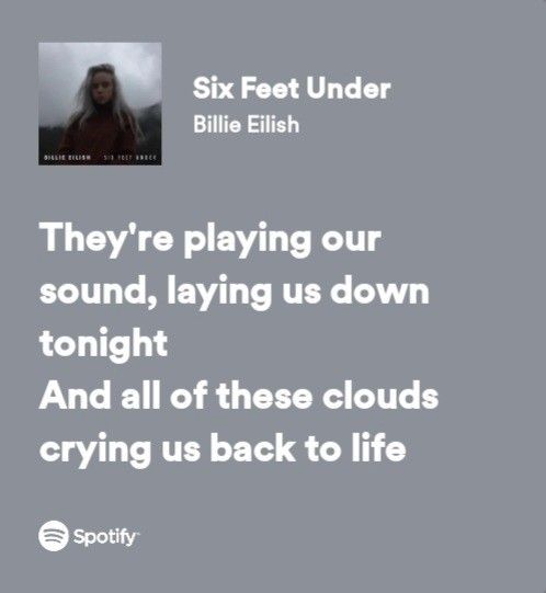 Six Feet Under Billie Eilish Lyrics, Six Feet Under Billie Eilish, Billie Eilish Lyrics, Spotify Lyrics, Six Feet Under, Wall Ideas, Picture Wall, Billie Eilish, Song Lyrics