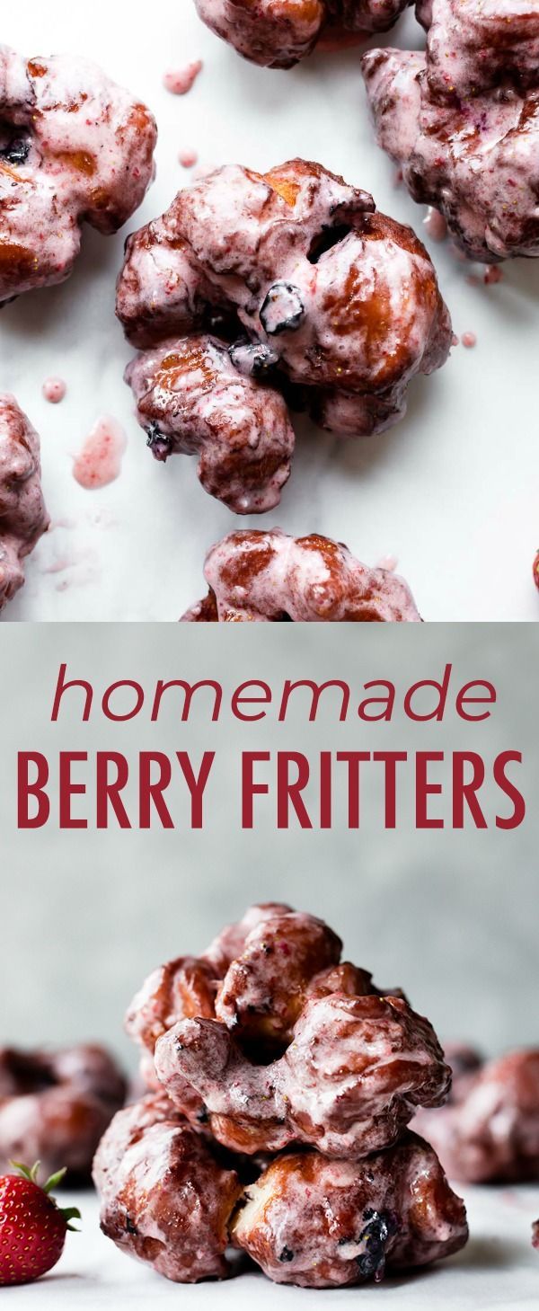 homemade berry fritters are piled on top of each other and ready to be eaten