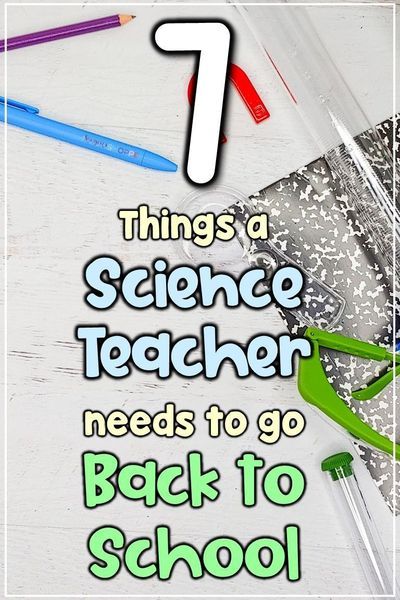 an image of back to school items with the title 7 things a science teacher needs to go back to school