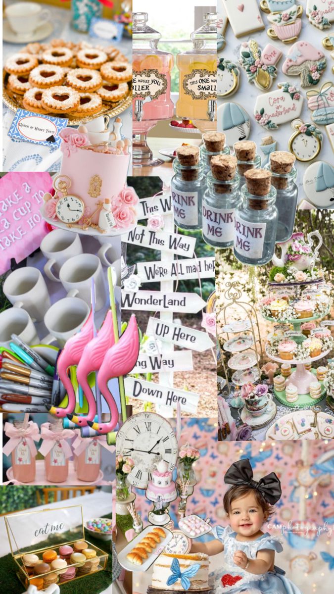 a collage of photos with various items on it including cakes, cookies and cupcakes