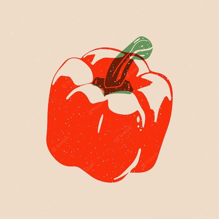 an illustration of a red pepper on a beige background