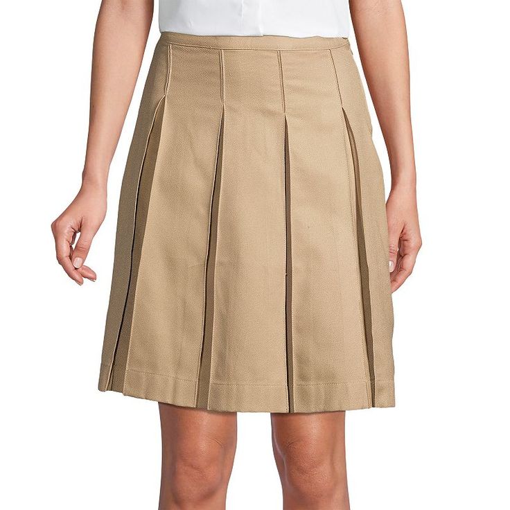 This box pleat skirt from Lands' End features classic pleats in an easy-care blend fabric that resists wrinkles and fading so you look A+ all school day long. Click on this WOMEN'S GUIDE to find the perfect fit and more! This box pleat skirt from Lands' End features classic pleats in an easy-care blend fabric that resists wrinkles and fading so you look A+ all school day long. Click on this WOMEN'S GUIDE to find the perfect fit and more! FEATURES Easy care twill construction Straight hem Invisible side zipper closeFIT & SIZING Classic fit 21-in. length Top-of-knee length Contour waistbandFABRIC & CARE Polyester, rayon Machine wash Imported Size: 4. Color: Beig/Khaki. Gender: female. Age Group: adult. Classic Fitted Pleated Tennis Skirt, Classic Pleated Skort, Fitted Classic Tennis Skirt With Accordion Pleats, Classic Short Pleated Tennis Skirt, Classic Fitted Tennis Skirt With Accordion Pleats, Classic Fitted Pleated Waist Skort, Classic Cotton Pleated Waist Skirt, Classic Fitted Skort With Pleated Hem, Classic Pleated Waist Short Skort