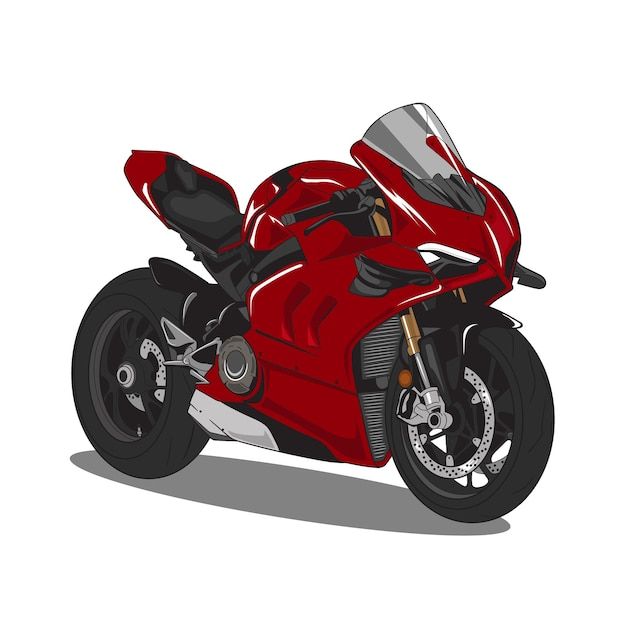 a red motorcycle is shown on a white background