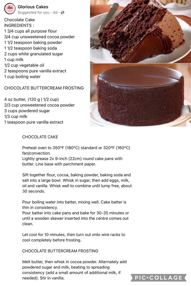 a recipe for chocolate cake on a plate