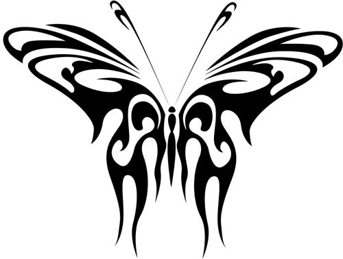 a black and white butterfly tattoo design