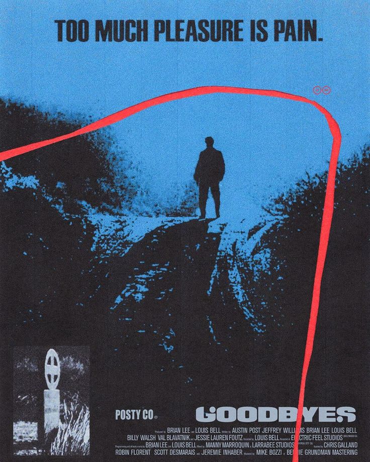 a movie poster with a man standing on the side of a road