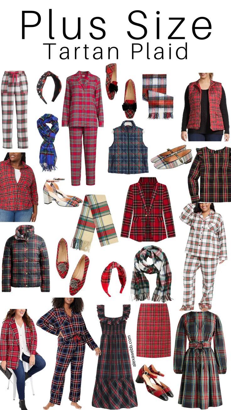 Plus Size Plaid Outfits, Alexa Webb 2024, Knot Top Outfit, Tartan Aesthetic, Burnished Winter, Plaid Christmas Outfit, Plaid Clothes, Plaid Trend, Tartan Plaid Christmas