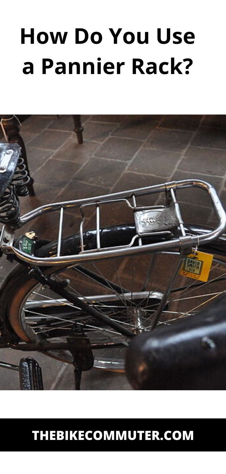 a close up of a bike with the words how do you use a pannier rack?