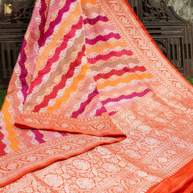 Pure Katan Silk Handloom Banarasi Kadwa Rangkat Dupatta - Khinkhwab Traditional Indian Patterns, Teal Art, Handloom Weaving, Wedding Backdrop Decorations, Indian Patterns, Indian Textiles, Silk Dupatta, Backdrop Decorations, Varanasi