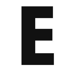 the letter e is made up of black and white letters, which are separated into one smaller letter