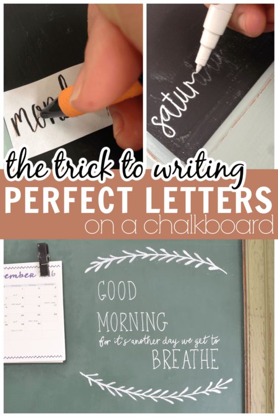 the words perfect letters on a chalkboard are written in white ink and then handwritten