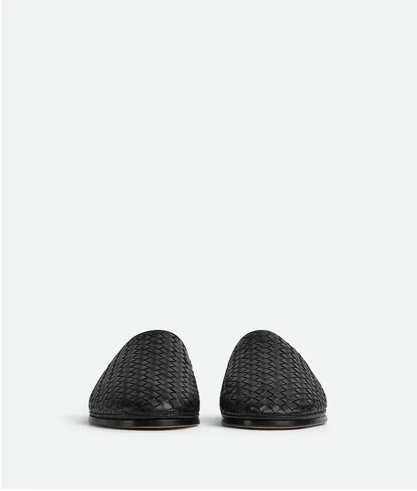 Bottega Veneta Sunday Slipper - Black | Editorialist Chunky Ankle Boots, Lug Boots, Jewelry Knots, Chelsea Ankle Boots, Black Shop, Leather Denim, Leather Slippers, Mens Essentials, Mens Slippers