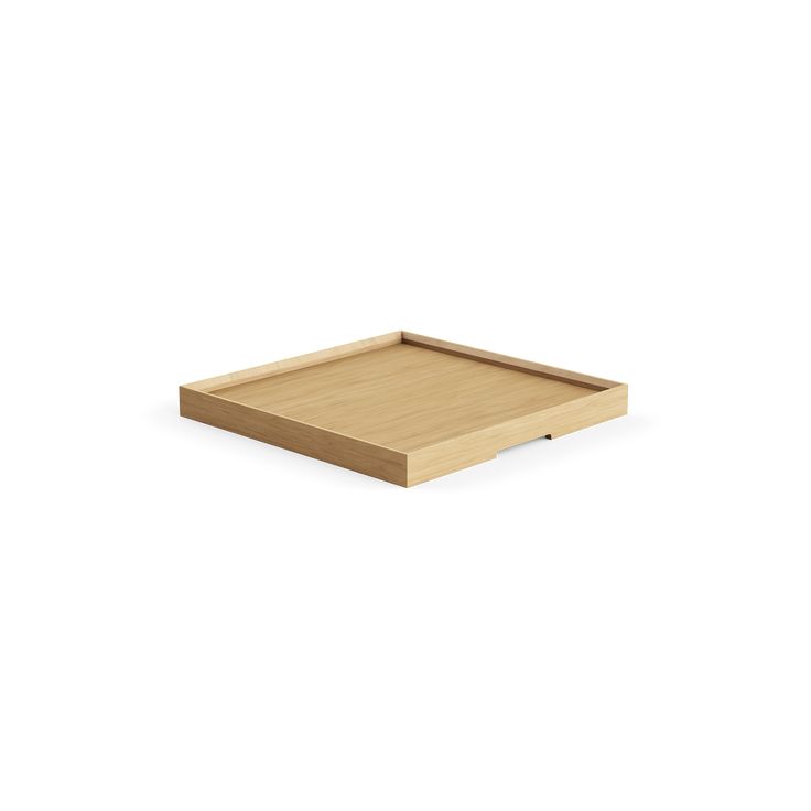 a wooden tray on a white background