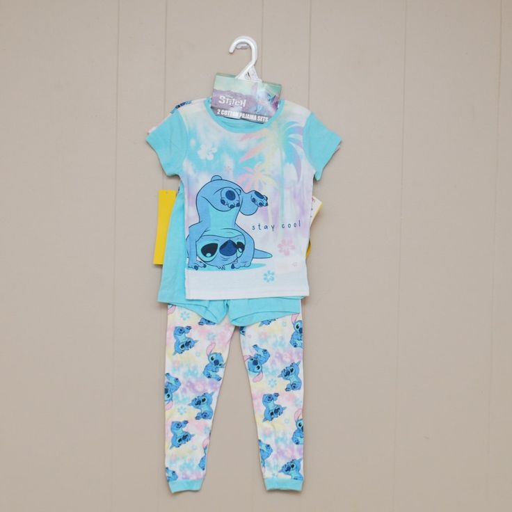 Disney Lilo And Stitch Girl's 2pk Pajama Sets - 4 Total Two Pajama Sets In One - Mix And Match Two T-Shirts, One Shorts And One Pants 100% Cotton Comes From A Smoke Free And Pet Free Home Disney Cartoon Print Loungewear Sets, Disney Pajamas, Onesie Pajamas, Disney Lilo, Kids Pajamas, Pajama Sets, Lilo And Stitch, Mix And Match, Pajama Set