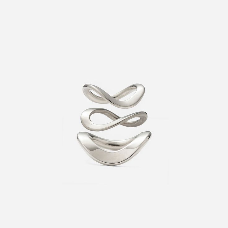 Lady Grey Raia rings set Modern White Gold Stackable Metal Rings, Modern Silver Stackable Metal Rings, Sculptural Rings, Rings Set For Women, Sculptural Ring, Lady Grey, Rings Set, Linen Shop, Jcrew Women