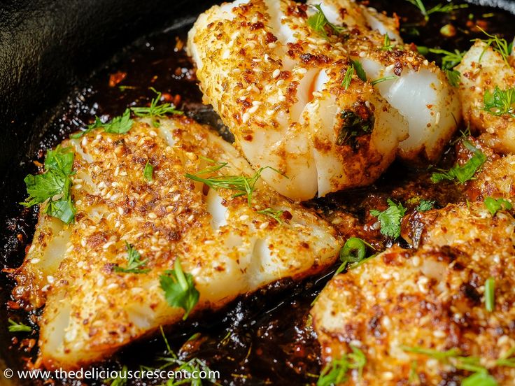 some food is being cooked in a skillet